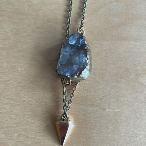 Genuine Drusy Hanging Stone Necklace